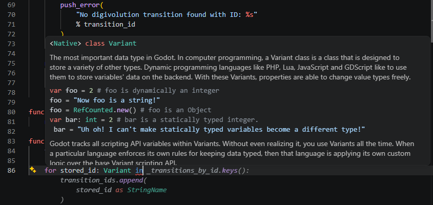 GordonGameDev's tweet photo. I love the example the documentation has given here 😆

#Godot #Gamedev https://t.co/nuG0cdOQc9
