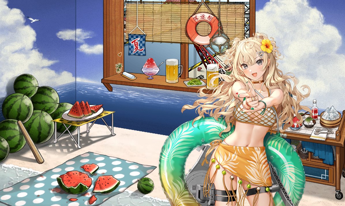 ミネポの水着modeが可愛すぎたので執務室を夏仕様にしました🌺🌴🍉