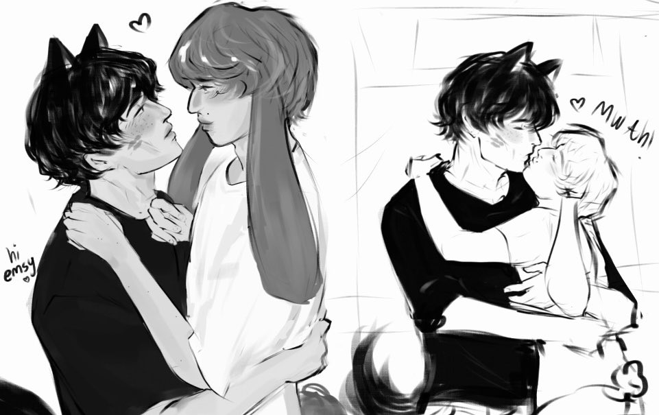 mikeonmywheeler's tweet photo. werehare with bunwill giving wolfmike lipstick kisses https://t.co/8nE9xA3hx3