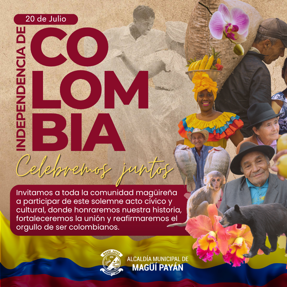 AlcaldiaMagui's tweet photo. 🇨🇴 #20DeJulio | Invitamos a la comunidad magüireña a celebrar juntos el Día de la Independencia de Colombia en un gran acto cívico y cultural. 👦🏾👧🏾✨
⏰ 10:00 AM 📌 Desfile, muestras de baile, décimas, juegos tradicionales, deportes y feria de emprendimiento. ¡Los esperamos! 🇨🇴❤️ https://t.co/2qgrKmqKo1