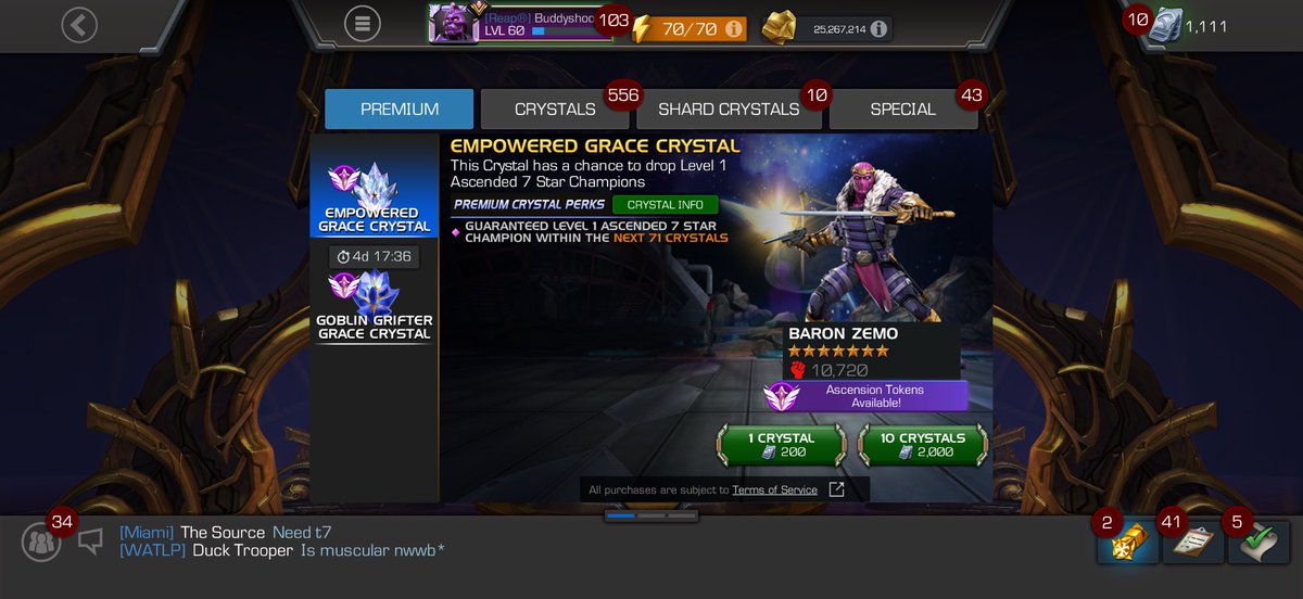 HeWhorrem99's tweet photo. @MarvelChampions I ranked up but never received my crystals. Any help? https://t.co/1WoKd3Sj5g