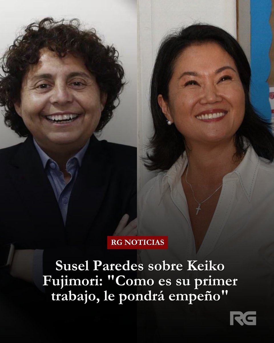 Aderly's tweet photo. #ATENCIÓN | "Como es su primer trabajo, le va a poner mucho empeño". Así se refirió Susel Paredes a Keiko Fujimori al ser consultada sobre el inicio de su gobierno. La congresista dijo que espera que a la presidenta electa le vaya bien "para que al Perú le vaya bien". https://t.co/kXxvC9lBJe