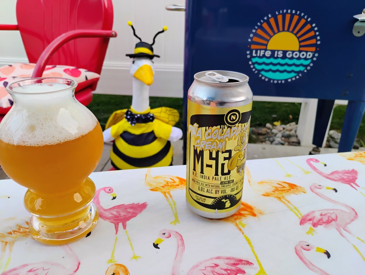 BeerSnobSean's tweet photo. My last can of @OldNationBrew Pina Colada Cream M-43 in lovely #properglassware #beer #bumblegoose https://t.co/TgsyKqxkAi