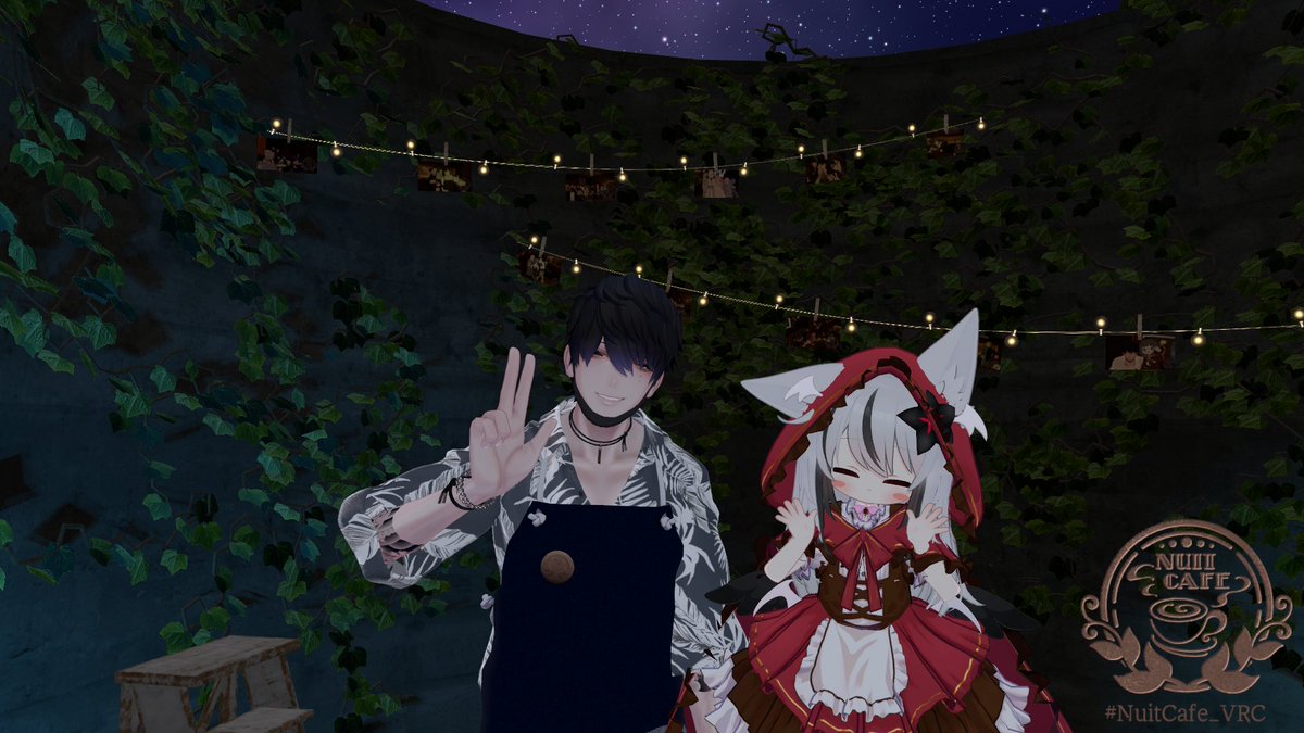 Welding_demon's tweet photo. お次はNuitCafeへ。
夏仕様の内装になっていて特に夜空は天の川と花火が追加されてて心が洗われるようだった😇
アイスも気合で当たりを引いたよ🥳

#NuitCafe_VRC
#VRCイベント https://t.co/wRTRo8Cf9U