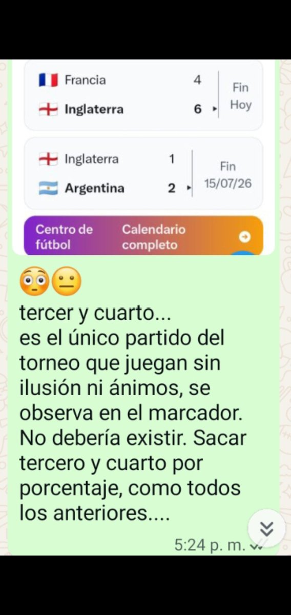 jaarteag's tweet photo. @El_Hincha12 Si, solo fifa lo hace por dinero, pero no debería jugarse para tercero y cuarto... https://t.co/eh5vj7Pxlu