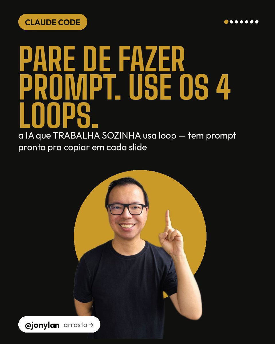 jonylan's tweet photo. Pare de escrever apenas prompts. Comece a construir LOOPS.

A Anthropic publicou um excelente artigo mostrando uma mudança importante na forma de desenvolver Agentes de IA.

Durante muito tempo, a discussão girou em torno de "como escrever o prompt perfeito". Mas, à medida que os modelos evoluem, o diferencial passa a ser outro: ensinar o agente a executar um processo, e não apenas responder uma solicitação.

É exatamente isso que os Loops fazem.

Na prática, você deixa de pedir uma única resposta e passa a definir um ciclo de trabalho para a IA.

Alguns exemplos:

🎯 GOAL-BASED LOOP

Em vez de pedir:

«"Crie uma página de vendas."»

Você escreve:

«"CRIE uma página de vendas. Depois AVALIE clareza, persuasão e organização (nota de 0 a 10). Se qualquer critério ficar abaixo de 9, MELHORE o texto e REPITA o processo. PARE somente quando todas as notas forem iguais ou superiores a 9."»

Fluxo:

CRIAR → AVALIAR → MELHORAR → REPETIR → PARAR

---

🔍 CRITIC LOOP

«"Após responder, ANALISE sua própria resposta, IDENTIFIQUE erros, CORRIJA tudo e ENTREGUE uma versão melhor."»

Fluxo:

RESPONDER → ANALISAR → IDENTIFICAR → CORRIGIR → ENTREGAR

---

🌐 RESEARCH LOOP

«"PESQUISE o assunto. Se encontrar lacunas, PESQUISE NOVAMENTE. Quando possuir informações suficientes, VALIDE as informações e RESPONDA."»

Fluxo:

PESQUISAR → IDENTIFICAR LACUNAS → PESQUISAR NOVAMENTE → VALIDAR → RESPONDER

---

⚙️ TASK LOOP

«"LISTE todas as tarefas necessárias. EXECUTE uma por vez. Após cada etapa, VERIFIQUE se ainda existem pendências. Se houver, CONTINUE. Caso contrário, FINALIZE."»

Fluxo:

LISTAR → EXECUTAR → VERIFICAR → CONTINUAR → FINALIZAR

---

A grande mudança de mentalidade é esta:

Não estamos mais programando a IA apenas com instruções. Estamos desenhando um processo de raciocínio, definindo como ela deve EXECUTAR, AVALIAR, CORRIGIR, REPETIR e DECIDIR quando encerrar o trabalho.

Na minha visão, esse é um dos conceitos mais importantes para quem está desenvolvendo Agentes de IA, automações inteligentes ou aplicações com LLMs.

📖 Vale muito a leitura do artigo original da Anthropic:
https://t.co/gGetqSmtcP

Como você tem utilizado loops nos seus agentes? Compartilhe sua experiência nos comentários.

#InteligenciaArtificial #AgenticAI #AgentesIA #PromptEngineering #Anthropic