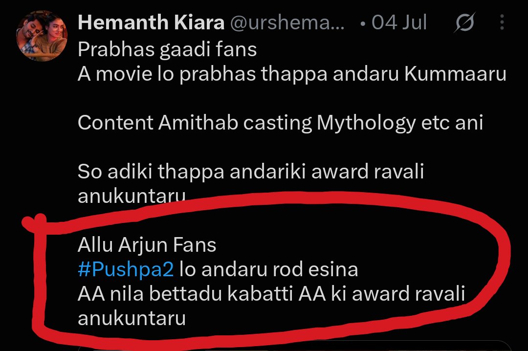 ojass__'s tweet photo. Pushpa 2 lo andariki vachindi ra Alluarjun ki tappa 😭
Vadu nilapettadu anta 😂 https://t.co/lK1SfeAhiI