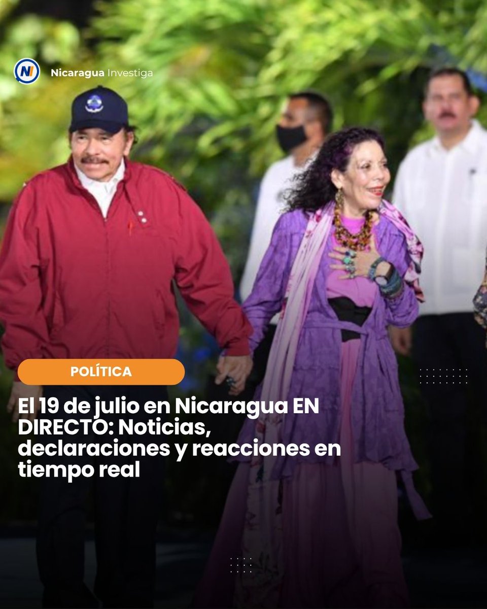 nicaraguainvest's tweet photo. #ElDato 📊 Este 19 de julio, Daniel Ortega y Rosario Murillo encabezan los actos por el aniversario de la Revolución Sandinista en medio de un país cada vez más aislado internacionalmente.
🛑🎥 DIRECTO https://t.co/JkewHusgzL https://t.co/W9LkDlrZ00