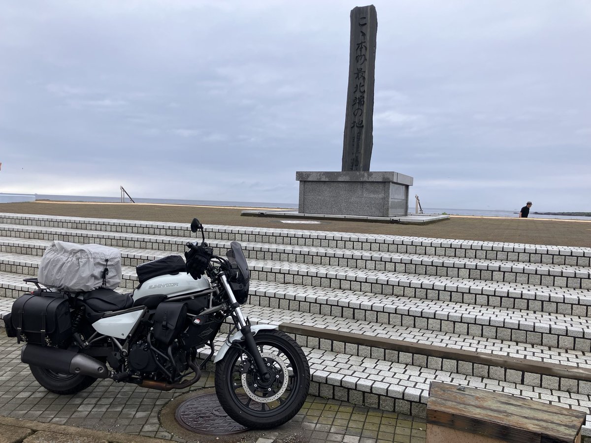 ZpLre's tweet photo. エリミネーターで東北ツーリング2日目。
一昨日までは宮崎の都井岬、本日は本州最北端の大間崎！！ https://t.co/A57EVnW9kM