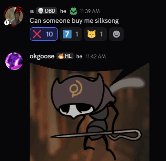 Isp4rq's tweet photo. Hollow Knight's discord server is SOMETIMES funny https://t.co/KYK938Hewt