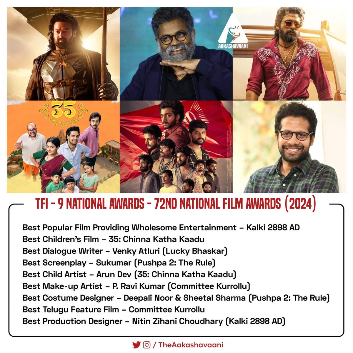 DirVijayK's tweet photo. This is truly a real celebration 👏👏 Congratulations to @aryasukku garu, @deepali_noor @MrSheetalsharma @nagashwin7 garu, @SwapnaDuttCh garu, #PriyankaDutt garu, #VenkyAtluri garu, @IamNiharikaK, #PRavikumar, @yadhuvamsee41, #ArunDevPothula @imvishwadev @RanaDaggubati @Nanduemani #72ndNationalAwards
👏🏆