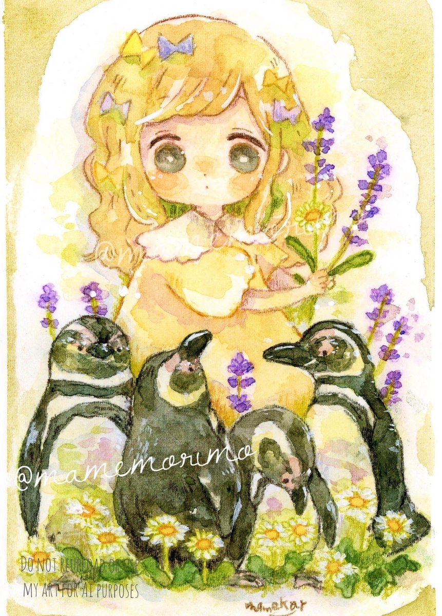 三連休はフォロワーが増えるらしい 透明水彩、色鉛筆でイラスト描いて