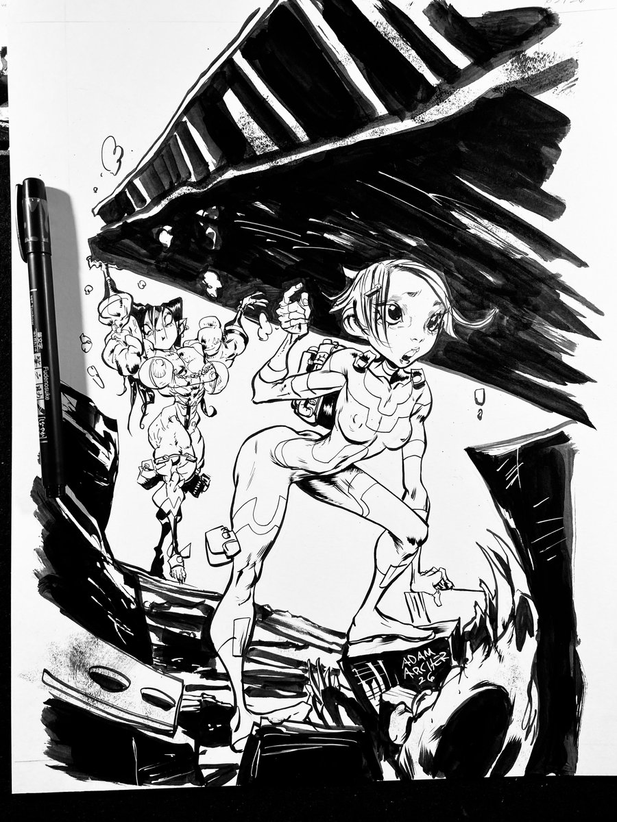 AdamArcherArt's tweet photo. next pinup of next project. Here's #beela and Cart inked. me and @Jack_Stewart mixing things upποΈππ₯ https://t.co/aKX8t6LjNL