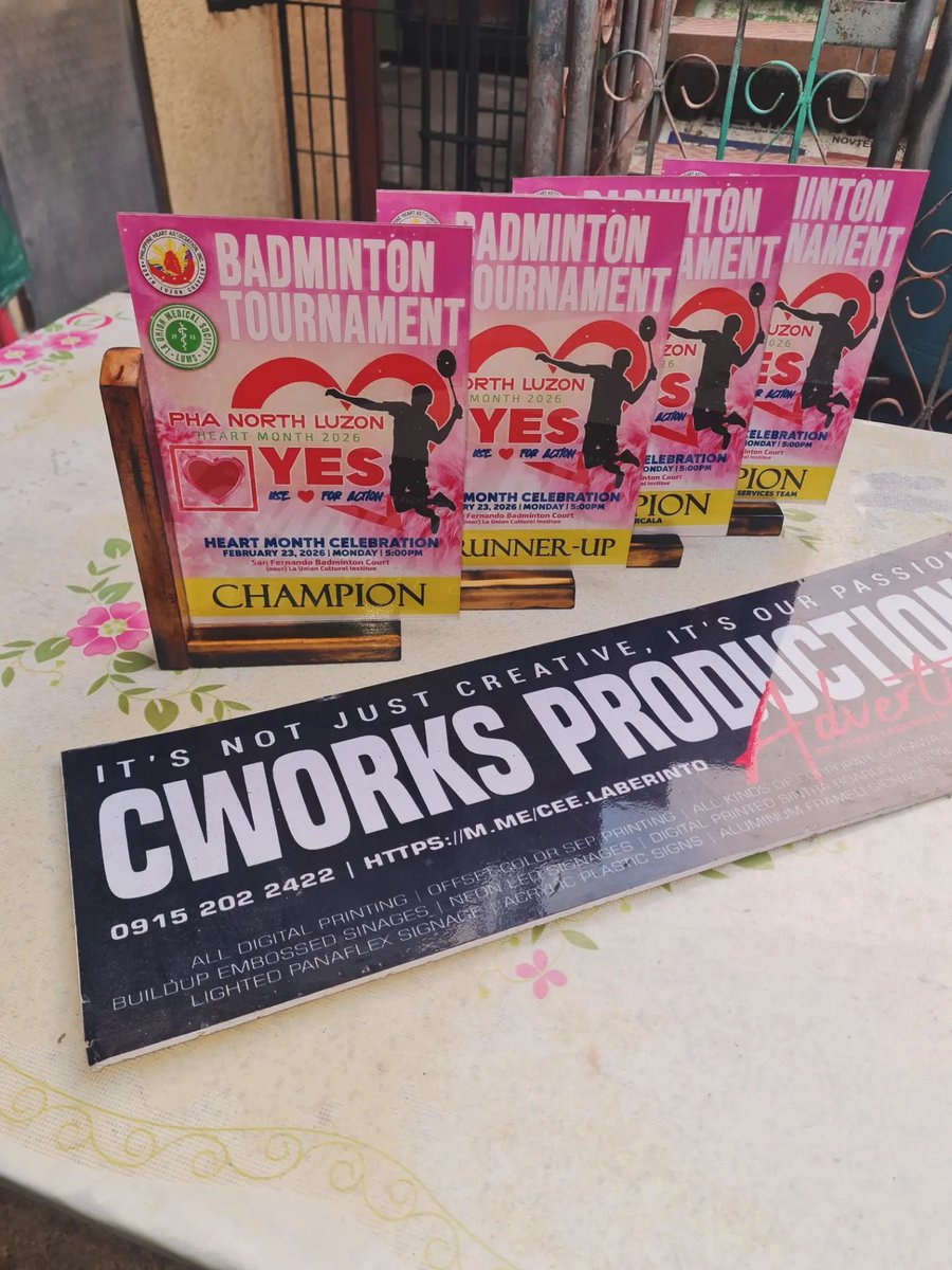 chrislaberinto's tweet photo. Pha North Luzon - Badminton Tournament Customized Trophies

Fast and Quality Printing needs
CONTACT US NOW: 09152022422
https://t.co/6dJEwwVSJf

We Accept all Kinds of Printing Works such as:

All Digital Printing
Offset Color Sep. Printing
All Kinds of Corporate Giveaways https://t.co/rZxVbg19uz