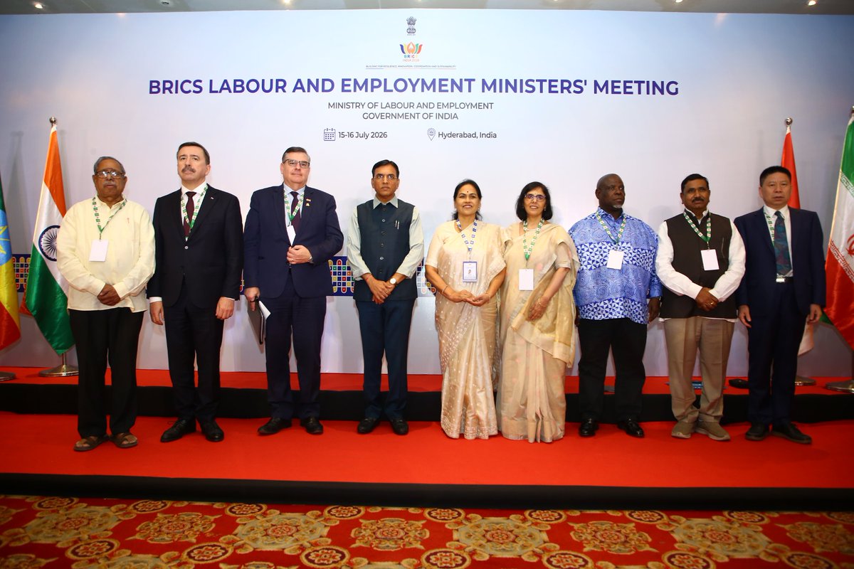 BMSkendra's tweet photo. The 15th BRICS Trade Union Forum (TUF) Summit 2026 held from July 14-16 concluded with the unanimous adoption of the "Hyderabad Declaration". This landmark achievement establishes a collaborative global framework for a fair, inclusive, and worker-centric future. The Summit was chaired by Sri Sunkari Mallesham, the Indian Presidency, and the All-India President of Bharatiya Mazdoor Sangh (BMS).