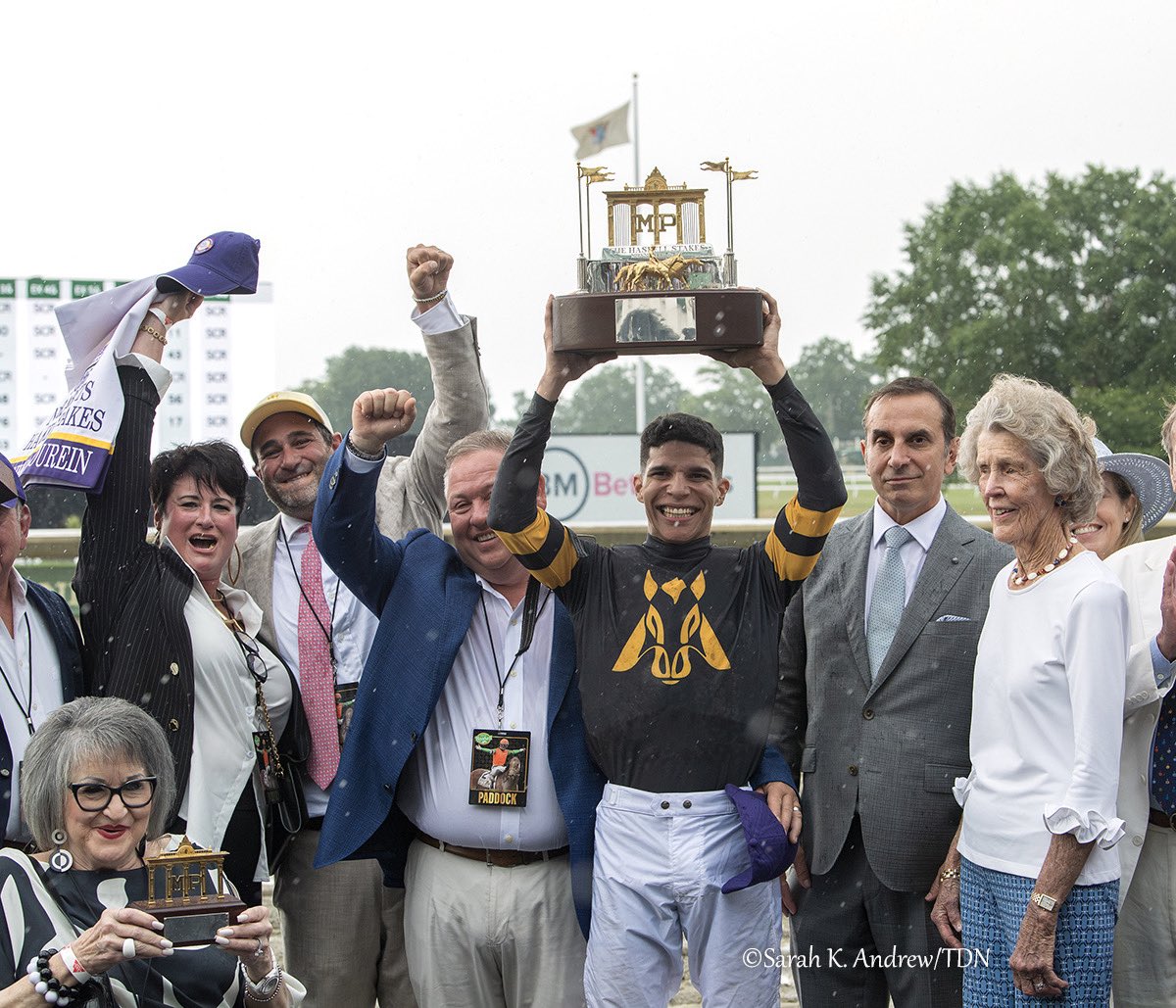 theTDN's tweet photo. History made in the Haskell ✨ 

When BABY VINO (Vino Rosso) surged up the inside to overtake Napoleon Solo and cross the wire first in Saturday’s $1,000,000 GI NYRA Bets Haskell Stakes at Monmouth Park, the colt not only added his own name to the history books but the names of his connections as well.

Lindsay Schultz, Baby Vino’s trainer, became the first female trainer to win the Haskell, also securing a career-first Grade I victory in the process. A wild upset, Baby Vino paid $58 to win which marked the largest payout in the Haskell since Skip Trial paid $73 in 1985. The victory also marked the first Grade I winner for jockey Jorge Vargas, Jr.

Bred by Lisa Parks, the 3-year-old colt is owned by Cosmo Stables and Delta Squad Racing, LLC. Baby Vino has now earned a fees-paid automatic entry into the 2026 GI Breeders’ Cup Classic at Keeneland on Oct. 31.