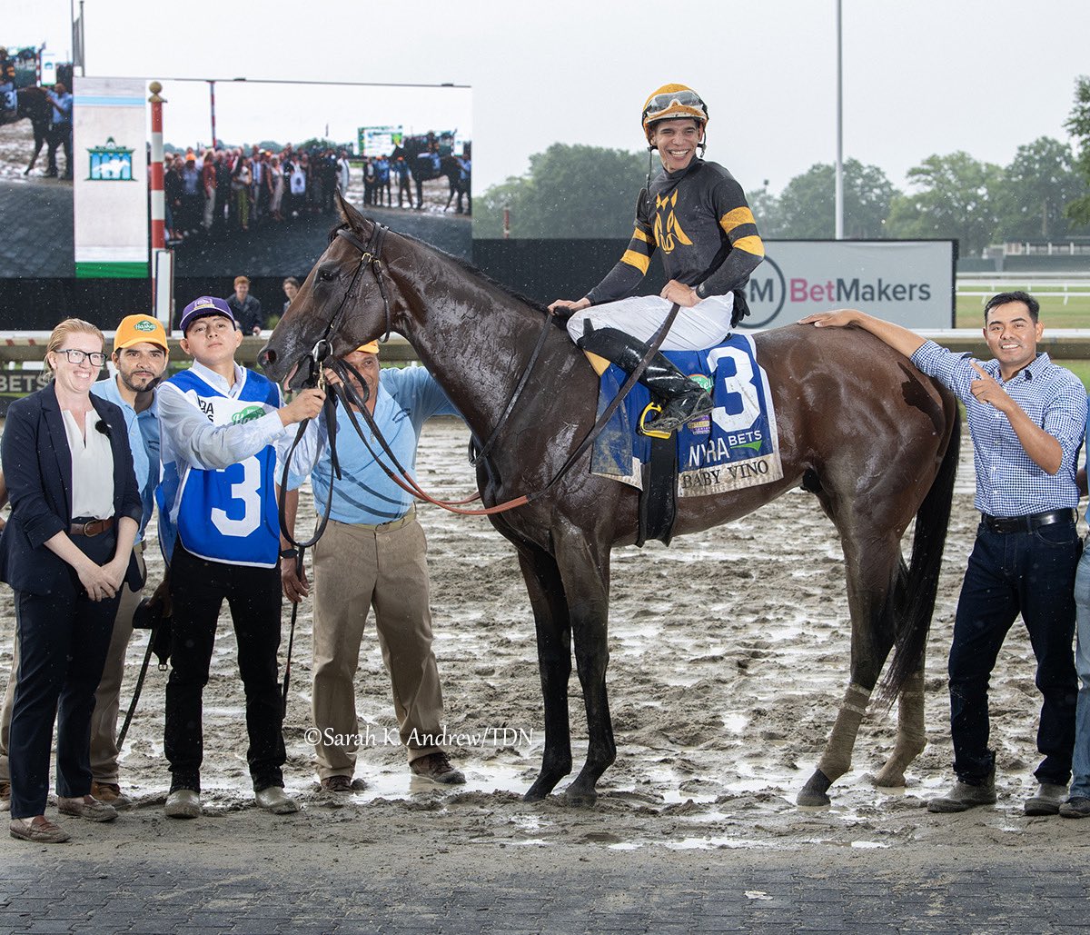 theTDN's tweet photo. History made in the Haskell ✨ 

When BABY VINO (Vino Rosso) surged up the inside to overtake Napoleon Solo and cross the wire first in Saturday’s $1,000,000 GI NYRA Bets Haskell Stakes at Monmouth Park, the colt not only added his own name to the history books but the names of his connections as well.

Lindsay Schultz, Baby Vino’s trainer, became the first female trainer to win the Haskell, also securing a career-first Grade I victory in the process. A wild upset, Baby Vino paid $58 to win which marked the largest payout in the Haskell since Skip Trial paid $73 in 1985. The victory also marked the first Grade I winner for jockey Jorge Vargas, Jr.

Bred by Lisa Parks, the 3-year-old colt is owned by Cosmo Stables and Delta Squad Racing, LLC. Baby Vino has now earned a fees-paid automatic entry into the 2026 GI Breeders’ Cup Classic at Keeneland on Oct. 31.