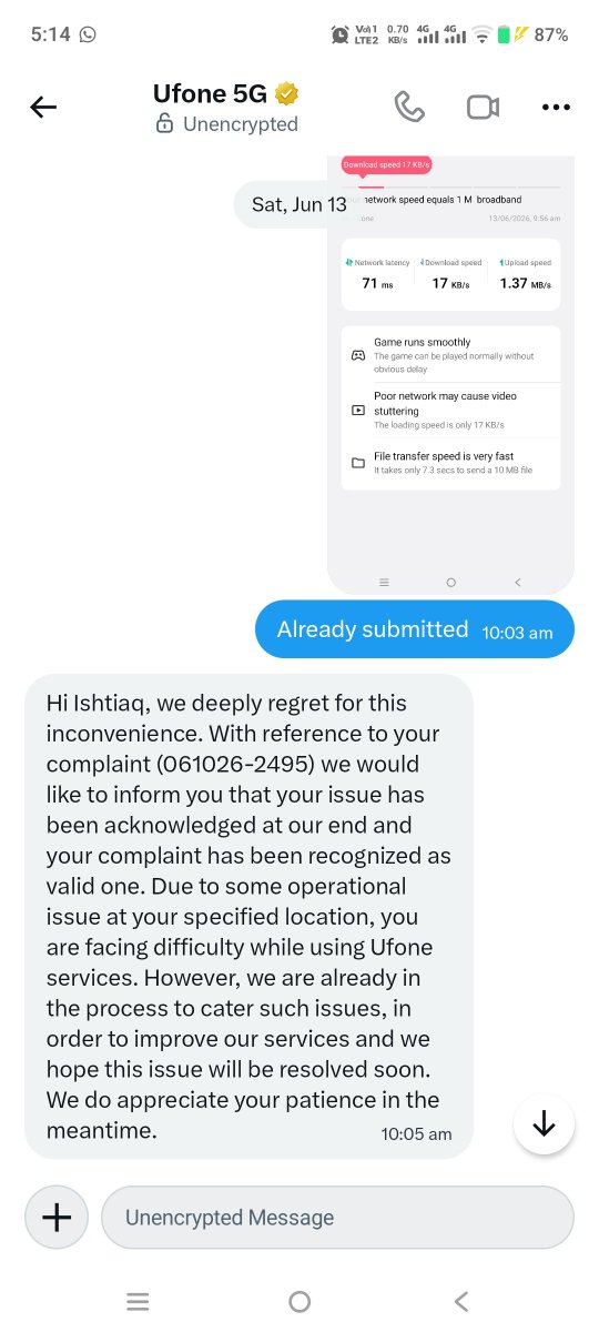 Chilepak1's tweet photo. @Ufone 
Please find the enclosed screenshot of the complaints that are still pending on your end. Do you have any updates on the status of these complaints????
 After completion of 3 year Approximately still same condition and poor service. https://t.co/BDw2EJRgxN