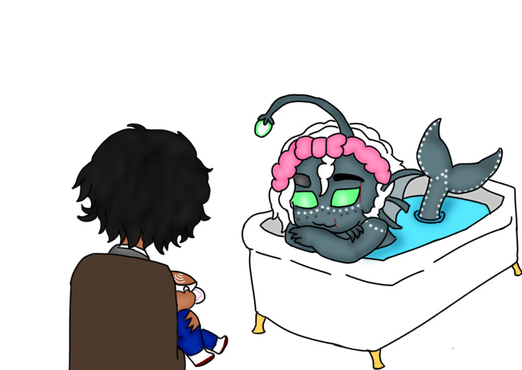 shadytreelucy's tweet photo. doodle of my sillies (sebastian stop watching her bathe) #sebastiansolace #humansebastiansolace https://t.co/qMZuaz0PcV