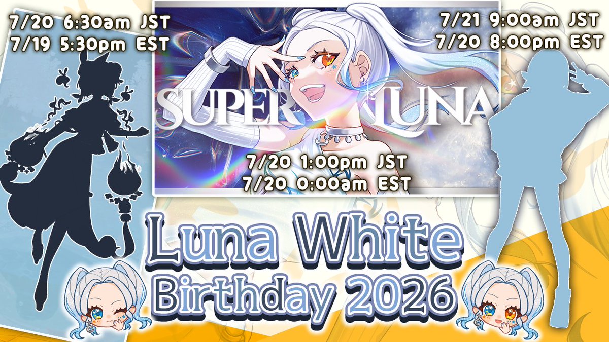 LunaWhiteVT's tweet photo. 7/20はルーナホワイトの誕生日!!✨
It's Luna's Birthday on 7/20!!✨

今年は3つのプレゼントをお届け🐰
I will delivery 3 presents from me🐰

もちろん配信もあるよ~!!🥳
Of course I will be streaming too~!!🥳

#ohayoluna https://t.co/xo66EkTzJh