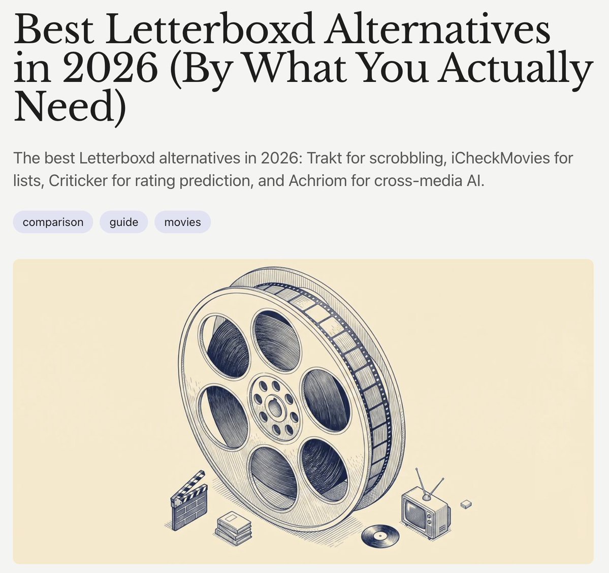 criticker's tweet photo. Does this article reflect Criticker accurately?

https://t.co/Oppl79KMhC

#letterboxd #alternatives #criticker https://t.co/zb5uCIZ8Ef