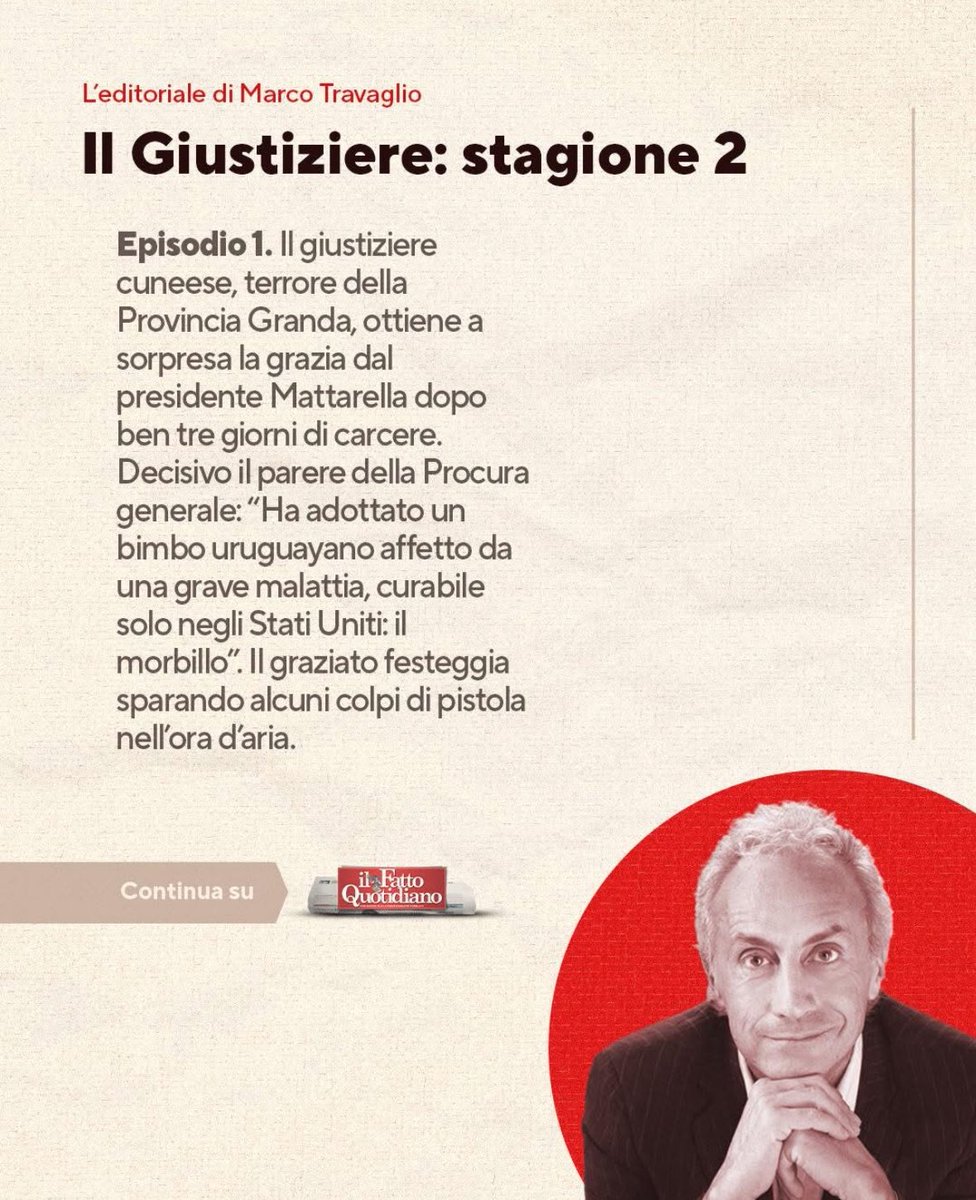 marcotravaglio's tweet photo. Il Giustiziere: stagione 2

Leggi l'editoriale completo👉 https://t.co/uyh8yZsJr8
#ilfattoquotidiano https://t.co/tlfuS6U8gX