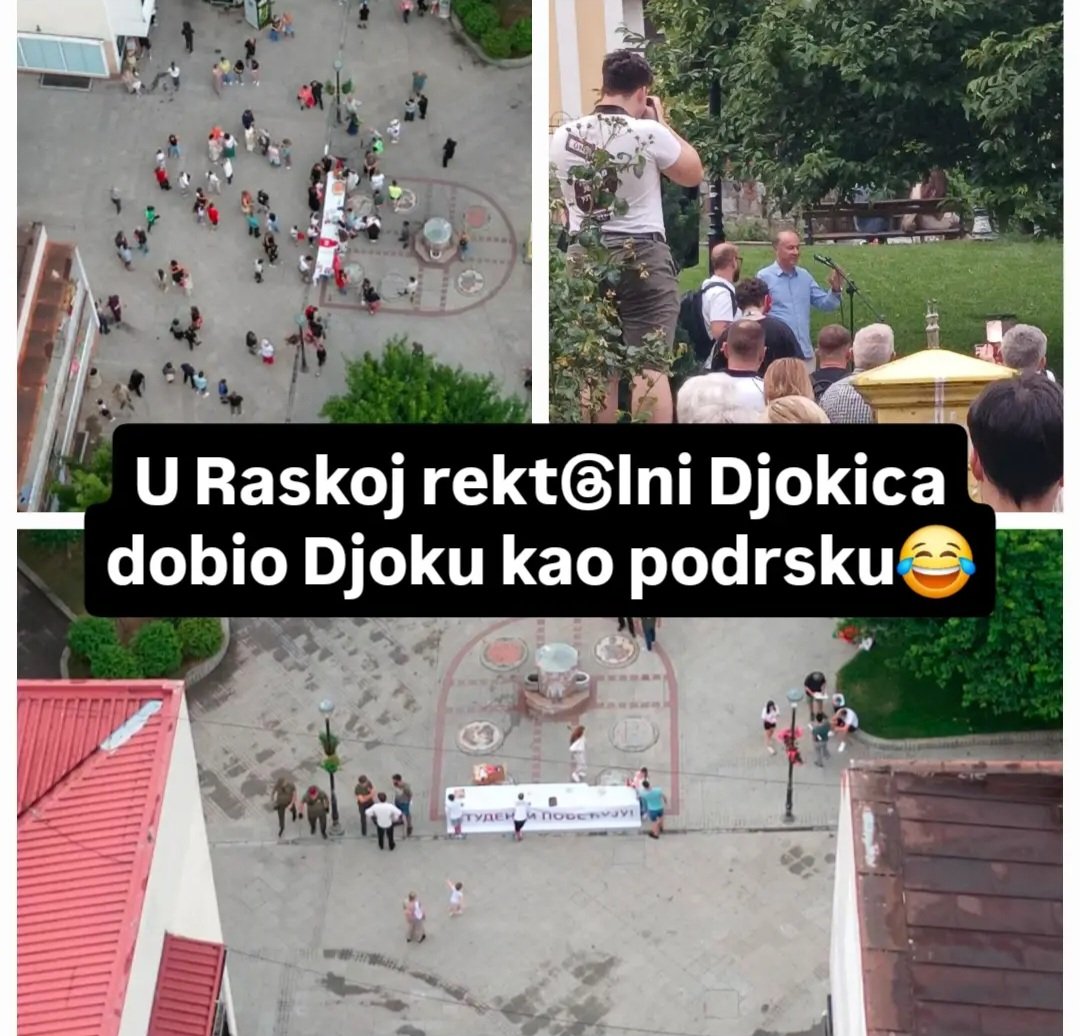 somonida63307's tweet photo. A za Đoku Đokicu… Jebiga, šta je očekivao da mu u Raskoj razvuku crveni tepih? Dobio je podršku tačno koliko je i zaslužio: Đoku i praznu raskrsnicu. 😂 https://t.co/O7rZvyclwb