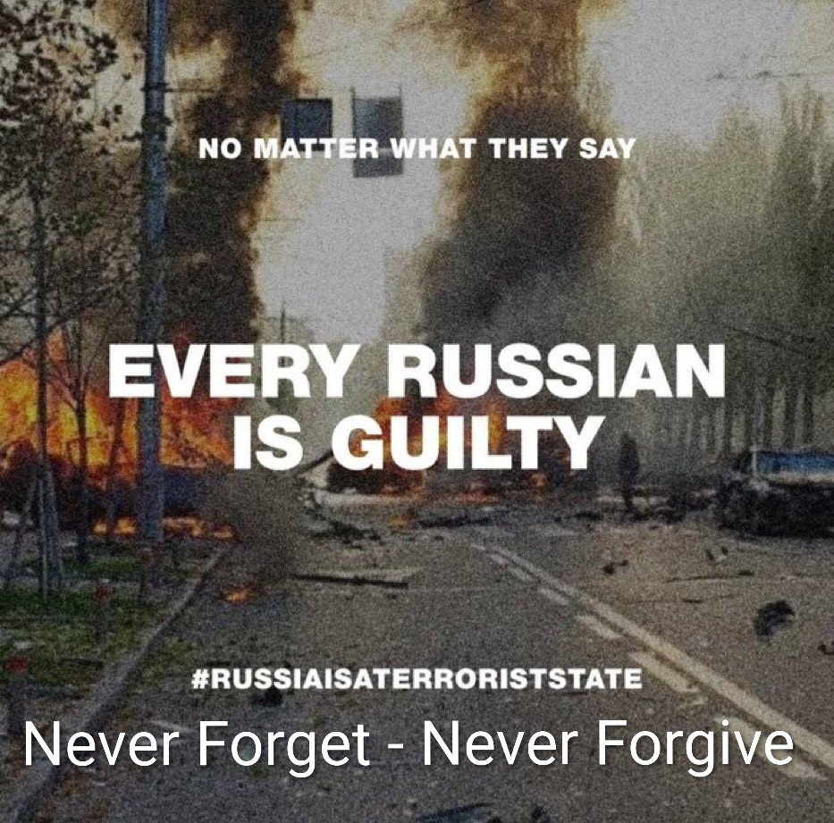 NAFOfellaLotte's tweet photo. @GloOouD All russians are guilty for making putins terrorrussia possible! 
F*ck russia! 
🖕🇷🇺 https://t.co/5VggGV1sQO
