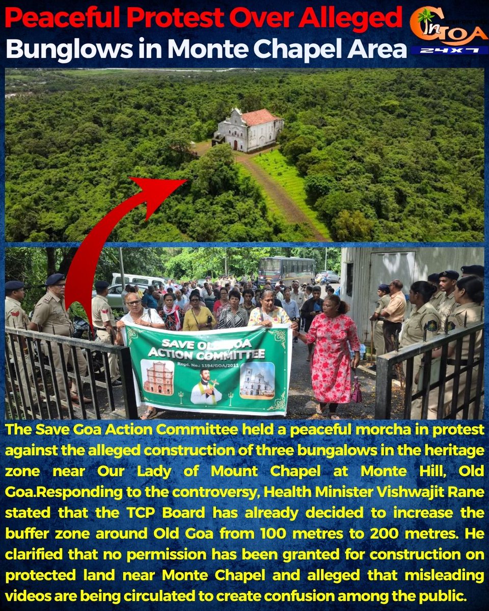 InGoa24x7's tweet photo. Peaceful Protest Over Alleged Bunglows in Monte Chapel Area

#Goa #Goanews  #Peaceful #Protest #MonteChapel #OldGoa #Bunglows https://t.co/8V7wLoJCbj