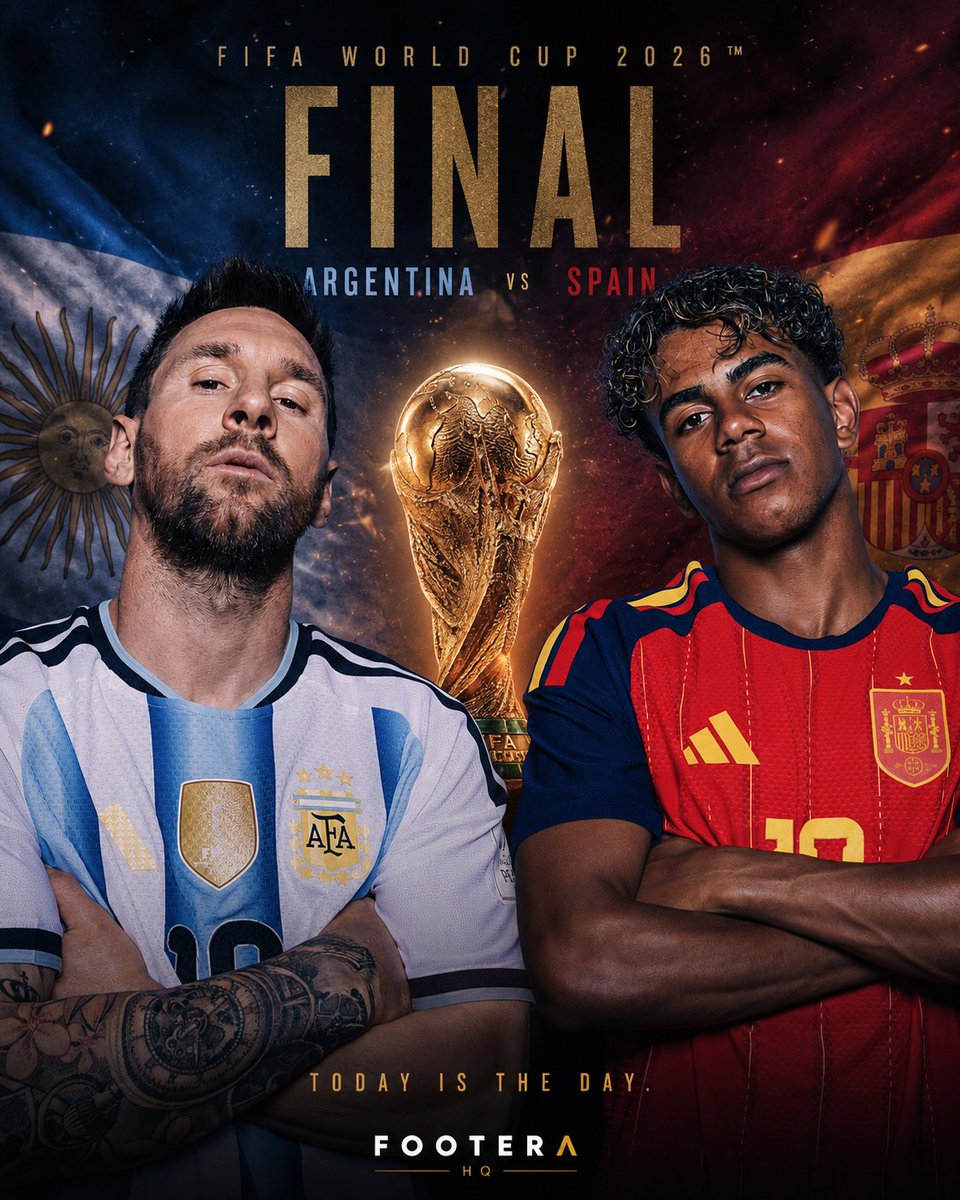 FooteraHQ's tweet photo. One is chasing another chapter of greatness.

The other is writing the first.

The World Cup Final awaits. 🏆 https://t.co/l14XgkvO6y