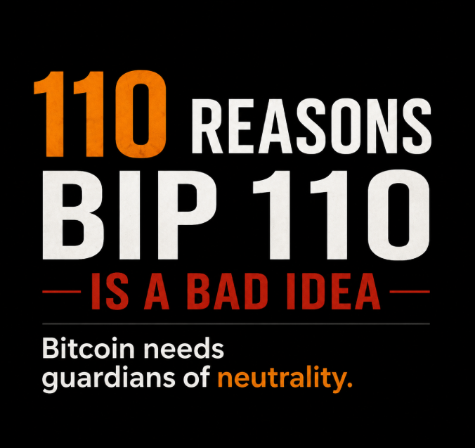 coinbureau's tweet photo. 🔥MICHAEL SAYLOR JUST PUBLISHED 110 REASONS WHY BIP 110 IS A THREAT TO BITCOIN

Saylor argues the proposal uses consensus rules to suppress valid transactions and closes upgrade paths that Bitcoin's original designers deliberately left open.

"The proposed cure is more dangerous than the condition. Bitcoin does not need guardians of purity. It needs guardians of neutrality."