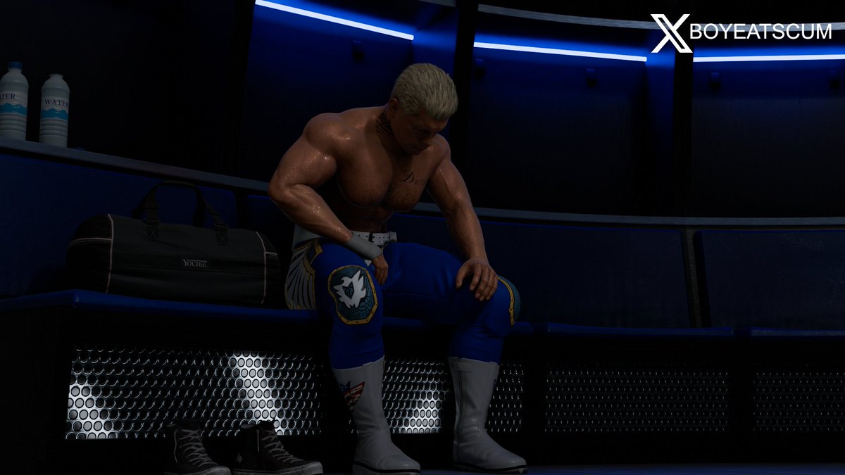 boyeatscum's tweet photo. Rhodes before and after Saturday Night Main Event. https://t.co/LlBkltjSND