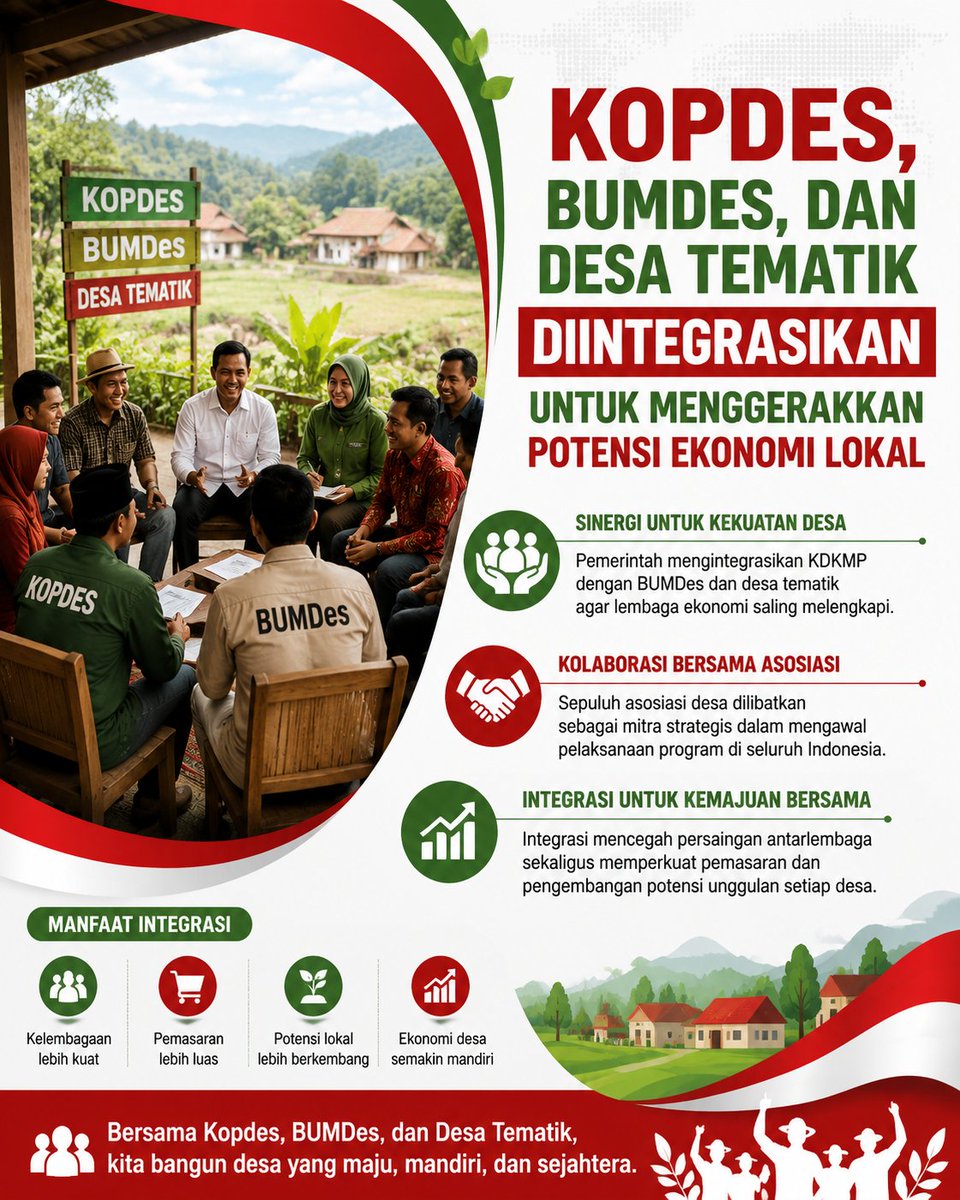 gamalielfabian_'s tweet photo. Integrasi Kopdes, BUMDes, dan desa tematik diharapkan mampu mengoptimalkan potensi lokal serta mendorong pertumbuhan ekonomi desa yang lebih berkelanjutan.
#Kopdes #BUMDes #EkonomiDesa #jagaindonesia
#dialogbukankonfrontasi https://t.co/bowY32az4G
