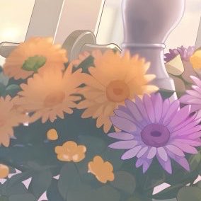 disasterology67's tweet photo. @ayhnanan @bloocheaz They’re not the exact same flowers 😭. Rui has actual sunflowers + daisies on his side while mizuki has false sunflowers on hers. Similar looking but not the exact same https://t.co/t3kbj3kYdH