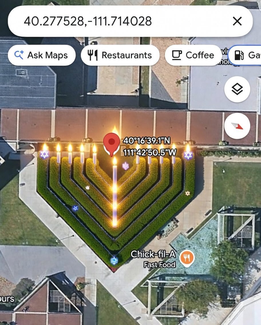 AmericaOnlyBro's tweet photo. When you look at where Charlie Kirk was killed by Israel on Google Earth. 🕎🕎🕎 It is just a coincidence, right? 🕎🕎🕎 https://t.co/OTnMQ1zoPb