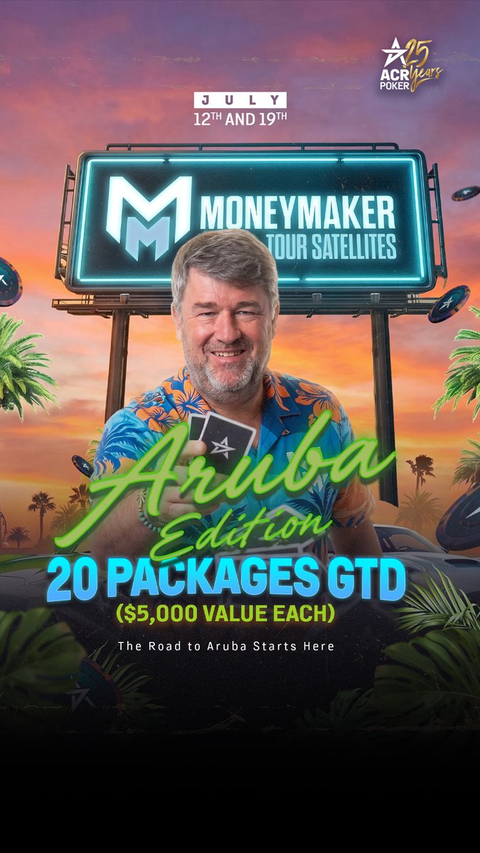 ACR_POKER's tweet photo. 🗣️ Never miss a Sunday on ACR Poker!

🔥The Run Up Series is in full swing
💰$10M GTD over 5 weeks
🗒️163 events + $100K leaderboard
💸Buy-ins from low to high stakes

Also... LAST CHANCE for a Poker Vacation 🌴
🎟️ $95 Mega Sat. -  10 pkgs GTD Aruba🇦🇼

Package includes:
✈️ Flights
🏨 Hotel + stay
🎟️ Main Event seat ($400,000 GTD) 
💸 Spending cash

Lock in your Sunday😤
(more details in comments) 👇 
#acrpoker