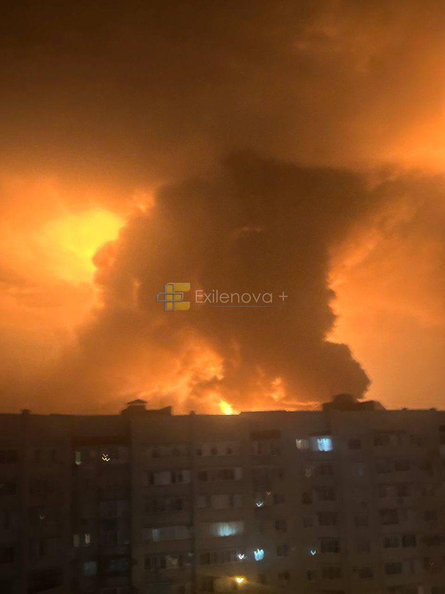 StratcomCentre's tweet photo. Overnight, Ukraine's Defense Forces once again targeted the Mikhailovskaya oil depot in Russia's Stavropol region, marking the third strike on the facility.

The depot serves as a major fuel distribution hub for southern Russia, storing large volumes of fuel before supplying the Lukoil gas station network.

In temporarily occupied Yalta, Ukrainian drones reportedly hit an electrical substation, causing a power outage.
Explosions were also reported in temporarily occupied Luhansk, according to local sources.

Meanwhile, in Kursk, a Russian electronic warfare system apparently malfunctioned, redirecting a drone into a residential apartment building.
