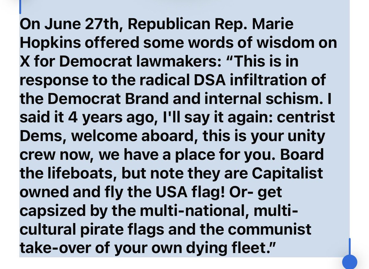 Representative Marie Hopkins tweet media