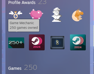 zzvyy's tweet photo. 250 games owned in steam yay! https://t.co/vpFPqm8nBb