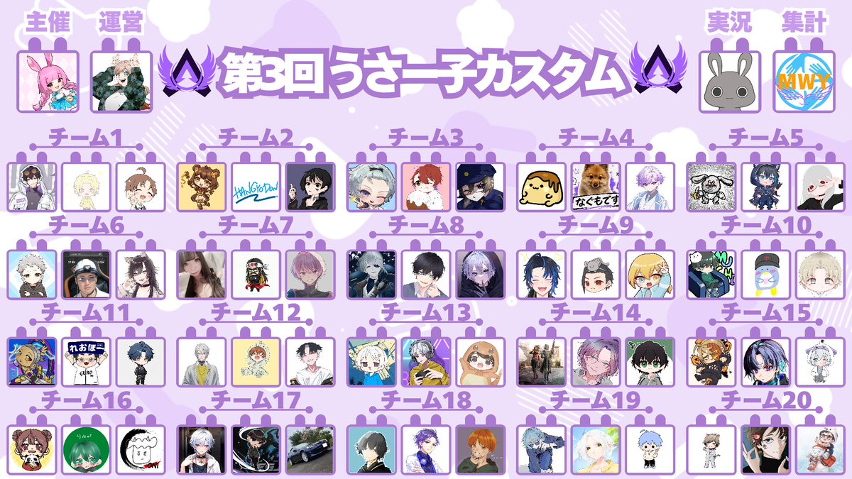 usako4_pad's tweet photo. 7月21日(火)21時30分〜
第3回うさー子カスタムの参加メンバーになります！

60人の勇敢なるマスターの方々、素敵な運営陣に集まっていただけて、感謝の気持ちでいっぱいです！！
ありがとうございます😌

少しでも皆様に楽しんでいただけたら嬉しいです✨

皆様よろしくお願いします🐰 https://t.co/wa23lF1ISq