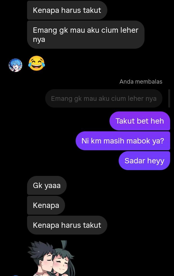 UdaArion's tweet photo. Chat nya begini, awal nya teman aku bilang dia mikir gimmick karna dia baru terjun di dunia vtuber dan si biru ini abis rp ASMR mabuk https://t.co/ylbeYiIvms