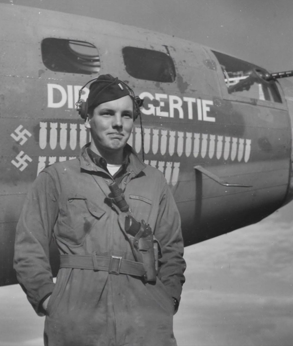 Jason_R_Burt's tweet photo. After 50 grueling bombing missions, 1st Lt. Charles Wardwell still smiled as he awaited his next orders.

He entered the Army as a Pvt, earned his commission through OCS, & became a B-17 pilot, flying the “Flying Fortress” into the heart of the enemy’s defenses.

Three times his plane was shot to pieces, but on his 25th mission over Italy in October 1943, rocket & cannon fire left the bomber unflyable. 

Charles lashed the control column with severed cable, used a .50-cal shell as a lever, & somehow nursed the crippled ship back from 23,000 feet, landing safely after ordering his crew to bail out.

Of his original crew that flew with him from the States, he was the only survivor. 

He pressed on over Tunisia, Sicily, France, Germany, & Bulgaria while earning the Distinguished Flying Cross, 10 Air Medals, & a Bronze Star.

A true Flying Fortress of a man. Charles Wardwell passed away at 98 years old in 2016.