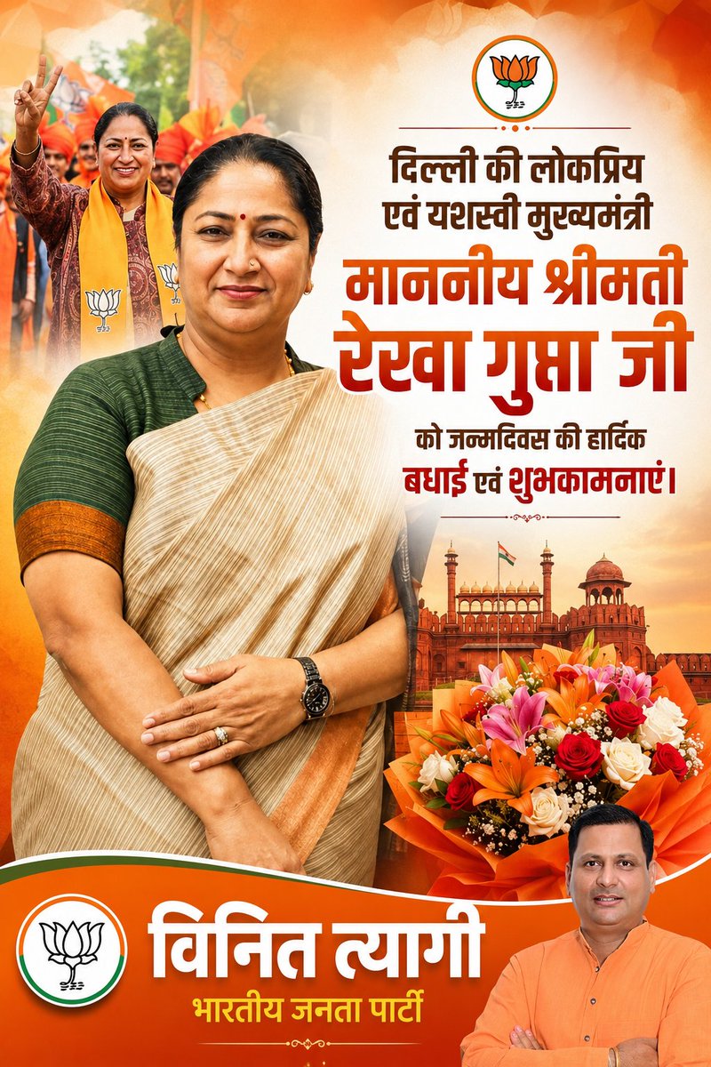 iVinitTyagi's tweet photo. दिल्ली की लोकप्रिय एवं यशस्वी मुख्यमंत्री माननीया श्रीमती @gupta_rekha जी को जन्मदिवस की हार्दिक शुभकामनाएँ।
ईश्वर से आपके उत्तम स्वास्थ्य, दीर्घायु एवं सफल जनसेवा की कामना करता हूँ। आपके नेतृत्व में दिल्ली निरंतर विकास के नए आयाम स्थापित करे।
#HappyBirthdayRekhaGupta #RekhaGupta #BJP #Delhi