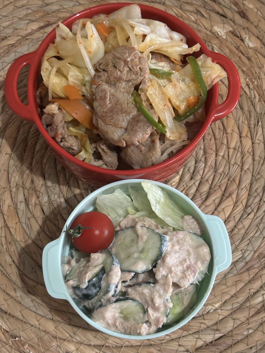 hm_8805's tweet photo. 今日はやきーん( ＾∀＾)
ツナサラダ🥗付き
私の肉野菜炒め丼ですぅ　#お弁当記録
今夜も働きます💦
みなさん良い時間をお過ごしください🙇‍♀️ https://t.co/61eHcBjE4u