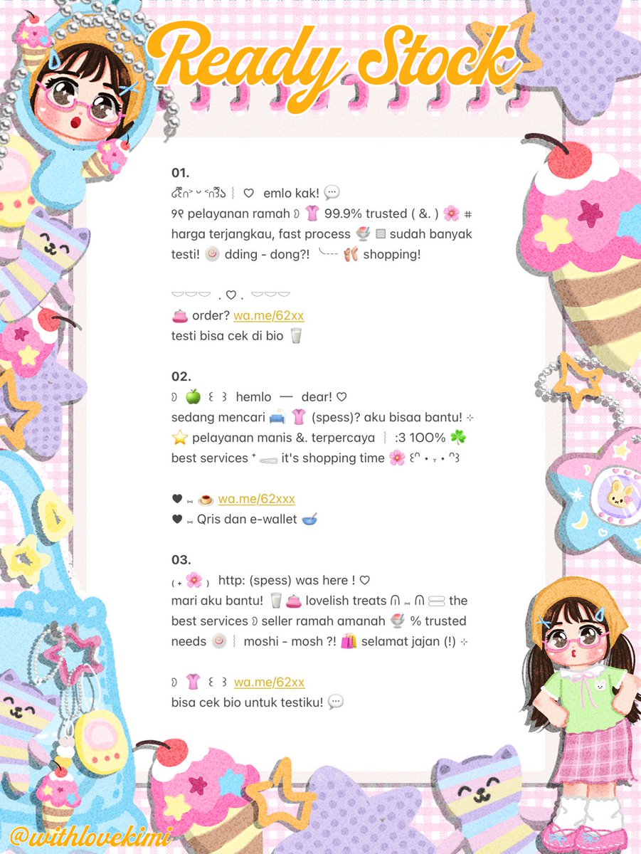 withlovekimi's tweet photo. ⠀
⠀♥︎  ︴꒰⠀help retweet? arigatOu!⠀꒱
⠀╭──⠀#zonauang  ୨୧

⠀Moshi⠀__⠀mOsh?!⠀ready stock⠀🐥
⠀🥣🍏  wording  promosi  untuk  BA !
⠀siap⠀dibeli! 👚 𓈈⠀sekarang!  :¨ ·.· ¨:
⠀ⓘ  ☆   harga:⠀IDR  5.500⠀coins⠀🏄‍♀️

⠀꒰⠀꒱⠀⑅⠀go grab yours !  🎀
⠀ https://t.co/Gu6ZDtbtxD