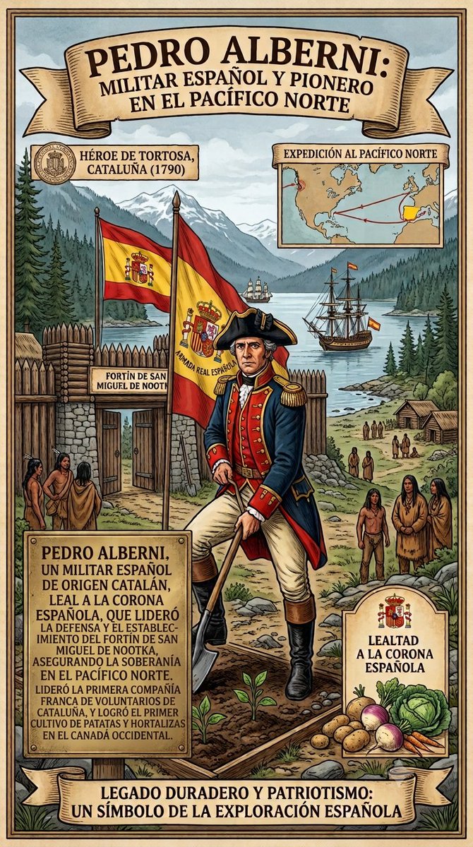 HispanoUnion's tweet photo. 🇪🇸 El héroe de Tortosa (Tarragona) a los confines de la Columbia Británica. 

El militar español de origen catalán: Pedro Alberni demostró que el patriotismo no entiende de fronteras locales cuando lideró la defensa del Imperio en el gélido Pacífico Norte.

#Historia #cataluña https://t.co/OcBHMr7BPw