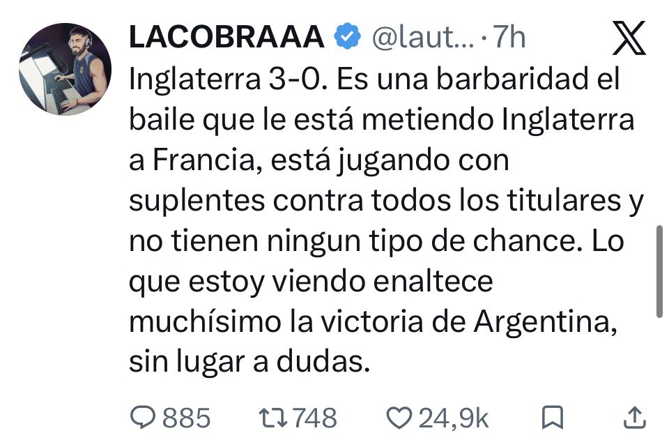 andre_zulser's tweet photo. @lautarodeIcampo Hipócrita! si bien fue un partido donde faltó seriedad , estabas enalteciendo tu triunfo por lo que sucedió justo en el “ amistoso”. de ahí bajarle el precio a goles contra Inglaterra y enaltecer goles contra Jordania ,Cabo Verde , Egipto refuerzan mi señalamiento (hipócrita) https://t.co/G6V67FbE5f