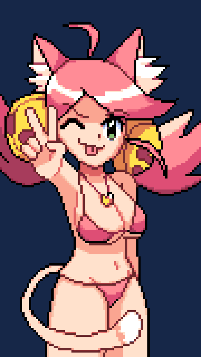 LVictorex's tweet photo. Summer Pink / Mew Mew ✌️⛱️

#deltarune #deltarunechapter5 
#pixelart #deltarunefanart https://t.co/4Zt50XxLjd
