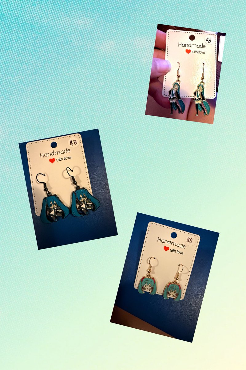 mrbaconclay's tweet photo. Just updated my Hatsune Miku earring and added 2 new pair. The second and third pictures here are the new earrings. They are $8 each on my Etsy shop. I think they are adorable. Hope you all enjoy them.😊

https://t.co/XoKJFnCg5G https://t.co/cJ0RfXOd67