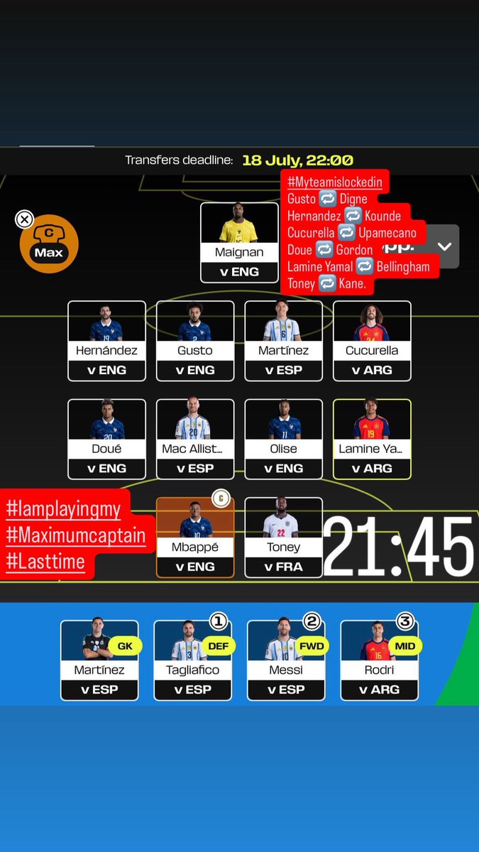 FplBilardi's tweet photo. #Myteamislockedin 
@Elevens_App 
@WFS_dicas 
@Sofascore 
#WCFantasy https://t.co/CbLDekli8r